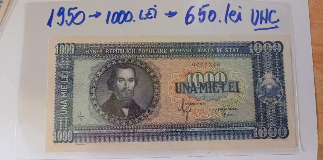 Romania Bancnota de colectie 1000 lei din anul 1950 UNC