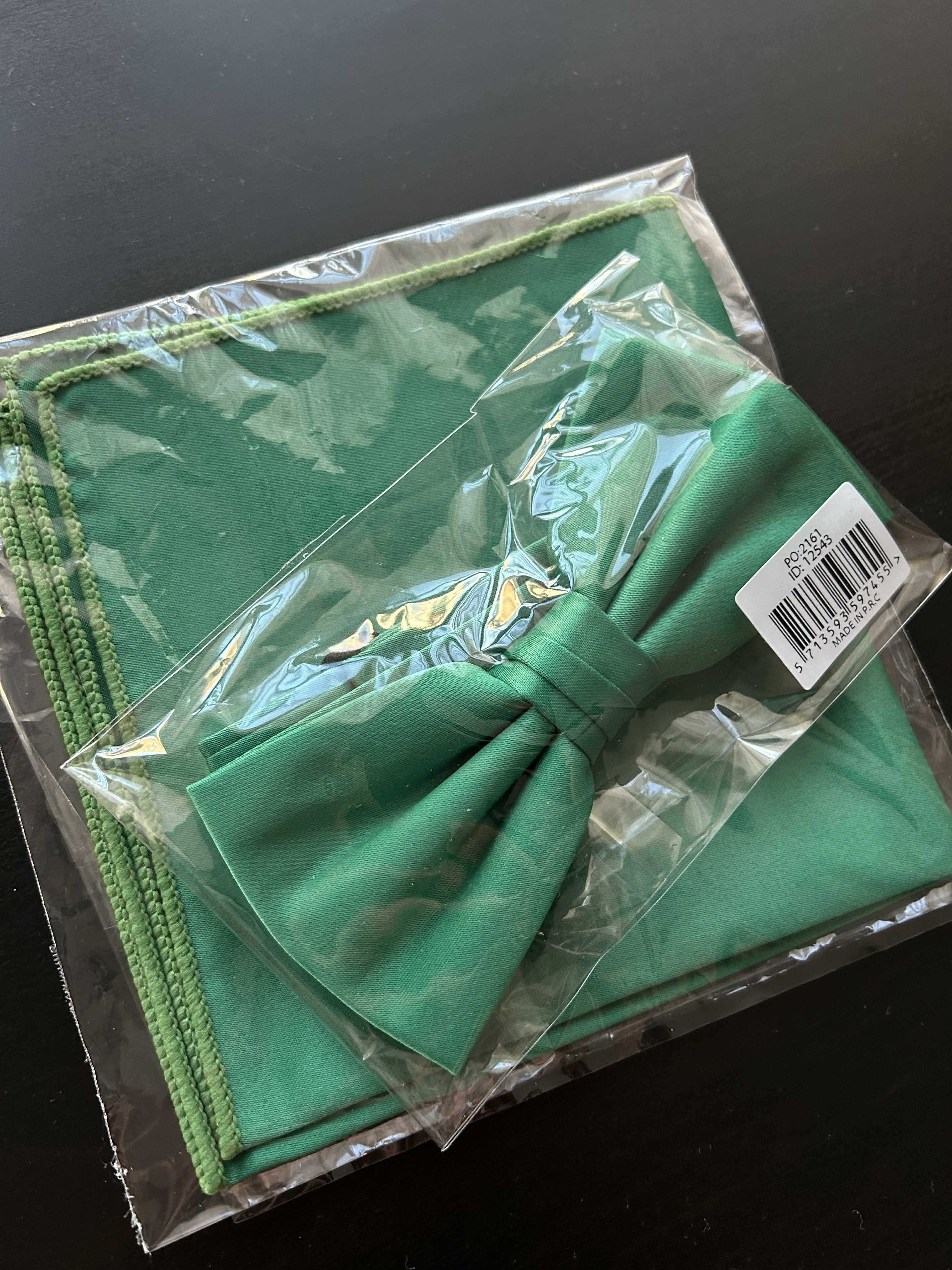 Зелена папийонка + кърпичка