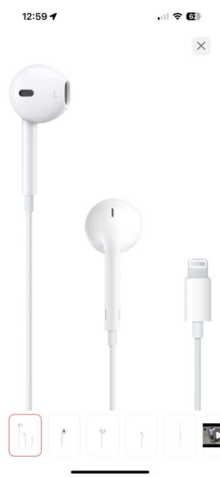 Наушники Apple EarPods Lightning белый б/у