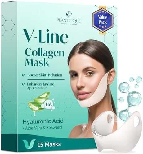 Нов комплект Стягаща маска за лице с колаген алое вера 15 броя красота