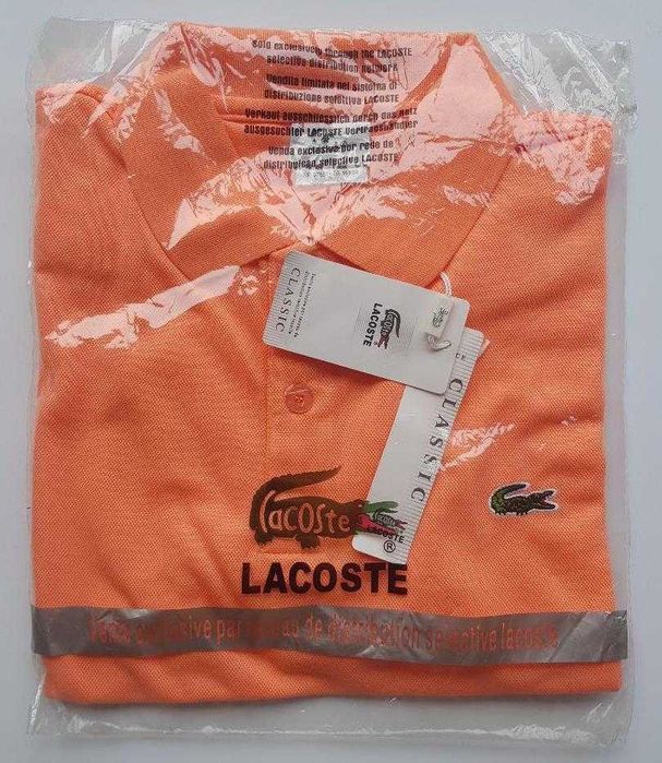 Tricou Lacoste rosu, albastru galben, negru Marime M. Nou ambalat!