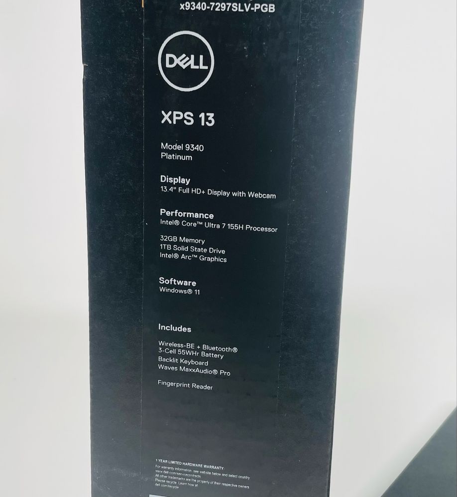 НОВ DELL XPS 9340/Ultra 7 155H 24MB 22x4.80GHz/16GB LPDDR5 7467Mhz/1TB
