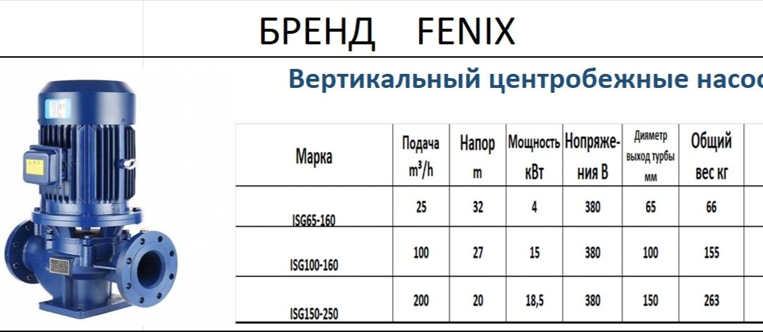 Вертикальные центробежные насосы FENIX  Сув насослар Suv nasos