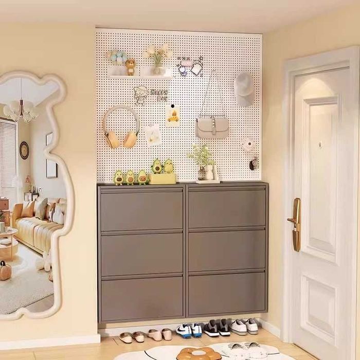 Узкий, бесшумный шкаф для обуви /Современный обувной шкаф из металла