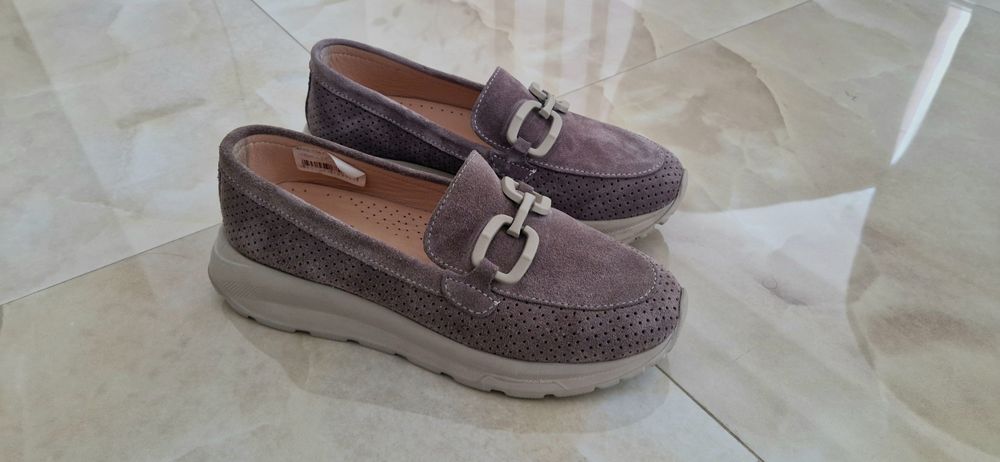 Дамски мокасини естествен велур и естествена кожа 36 номер