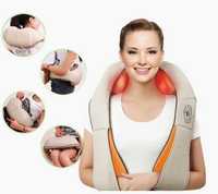 Промо! 12V/220V 3D Шиацу масажор за врат гръб плешки и рамене с функц