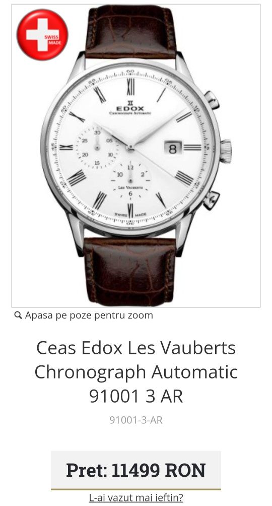 Ceas Edox Les Vauberts Chronograph Automat