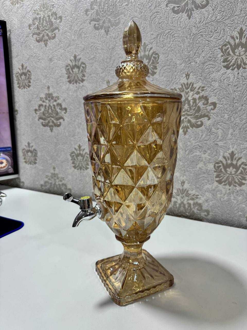 Кувшин с краном, лимонадник, 3 л. Lenardi. Самовар, "Камея (золотой)"