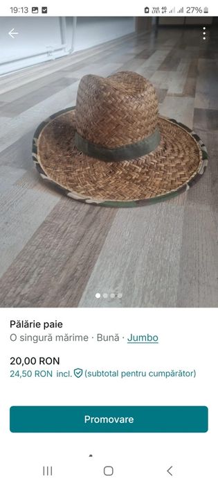 Palarie paie unisex