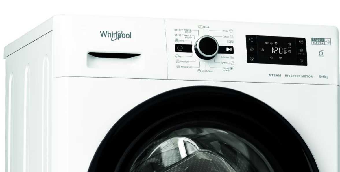 Свободностояща пералня със сушилня Whirlpool 6th Sense: 8,0 кг