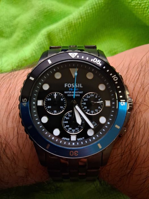 Fossil - Ceas cronograf cu logo pe cadran, Gri Hematit