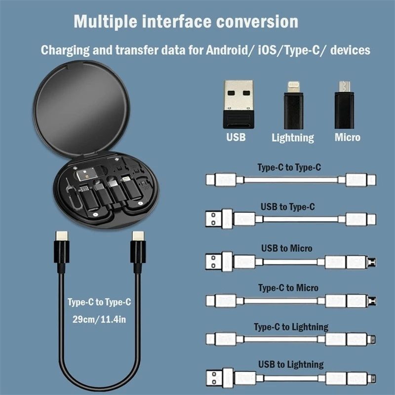 60W Type-C към USB C към Micro USB към Lighting Комплект адаптери за б