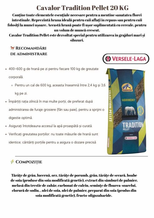 Cavalor Tradition Pellet 20 KG