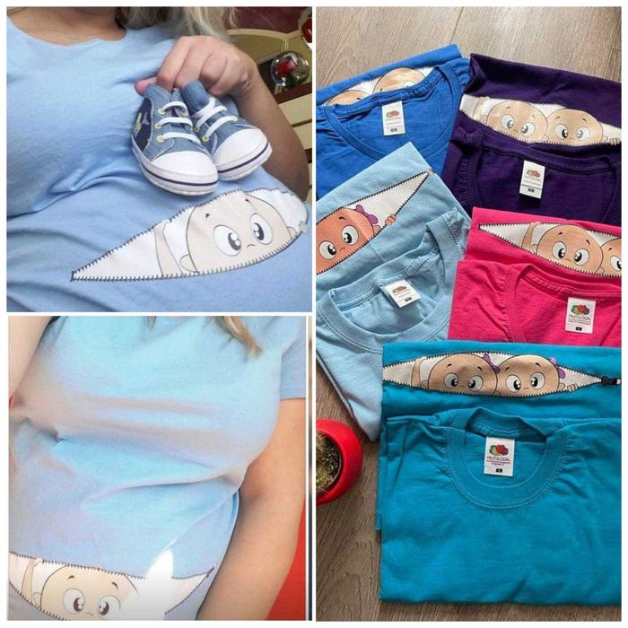 НОВА тениска "Мама в очакване", светлосин цвят, М размер, Спиди