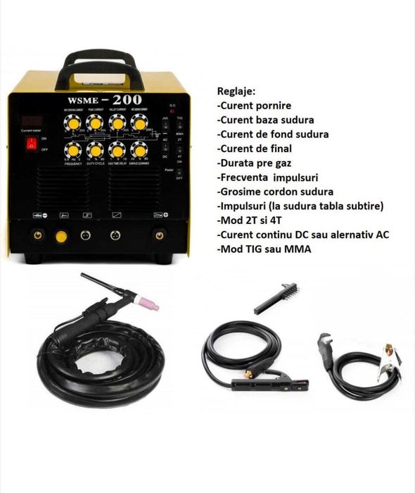 Aparat Sudura Aluminiu TIG/WIG INTENSIV WSME 200 AC/DC