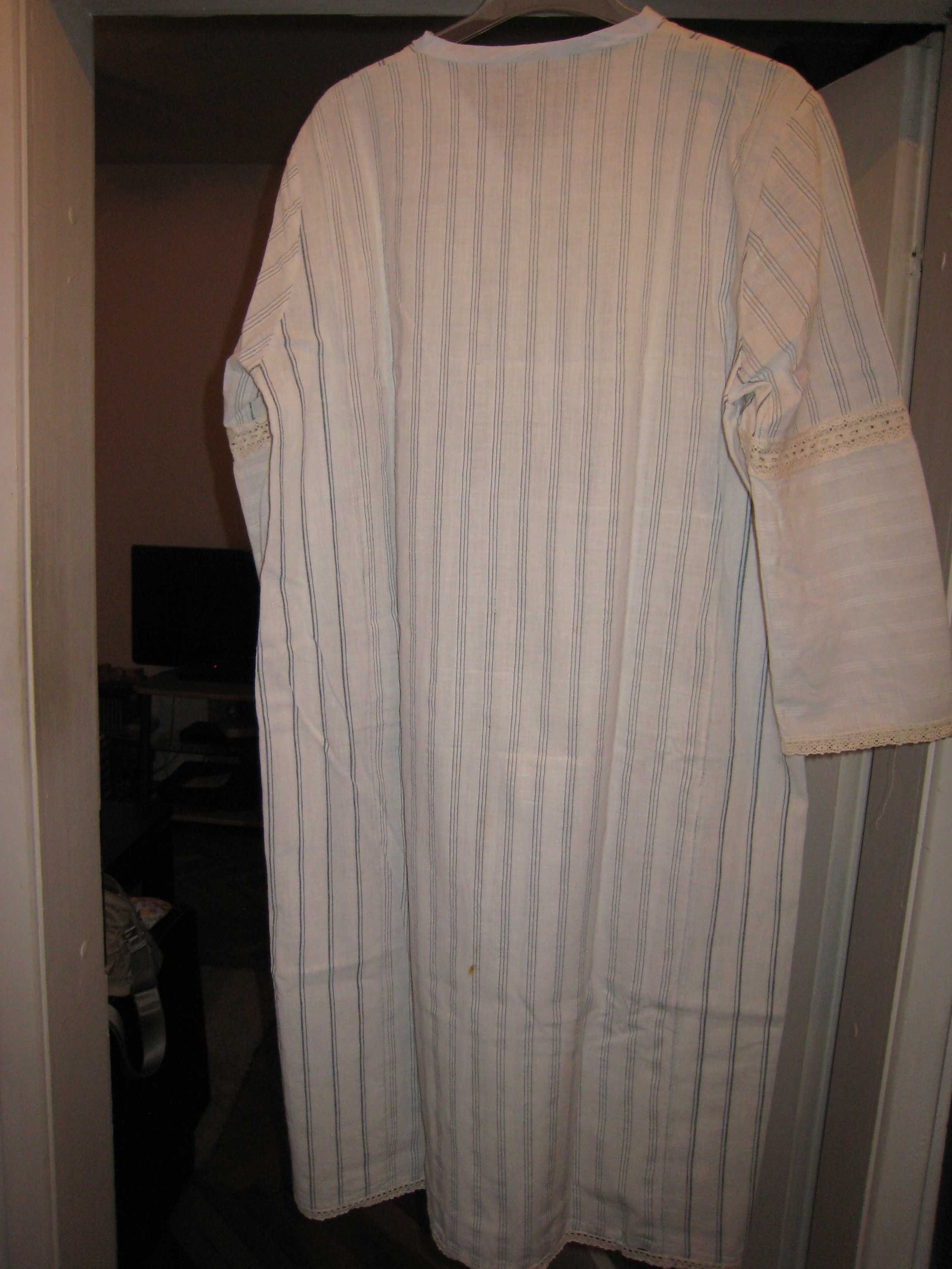 Дамска риза от тъкан памучен кенар и ръчно плетена памучна дантела