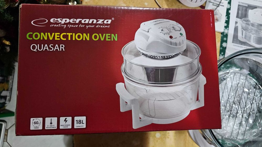 Cuptor cu halogen si convectie Esperanza Quasar EKO003, 1400W 18 litri