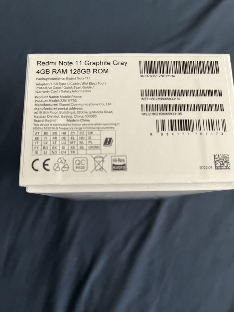Redmi note 11 graphite gray  128gb rom 4 gb ram