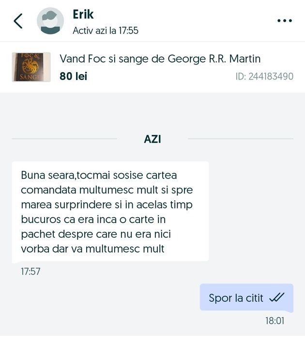 Vand Dragonul de gheata de G.R.R. Martin, nou, cartonat