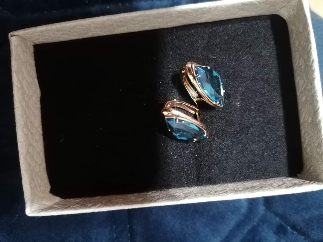 Cercei aur roz 585 cu piatra Topaz London, aur 14K