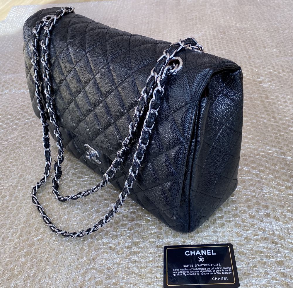 Черна чанта Chanel Шанел естествена телешка кожа