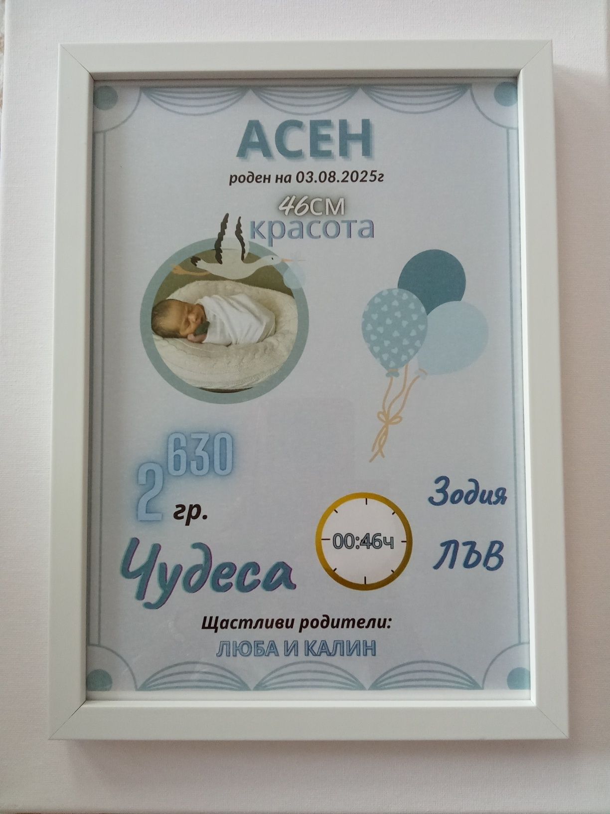 Постер със снимка и текст по ваш избор,бебешки визитки,дигитални портр