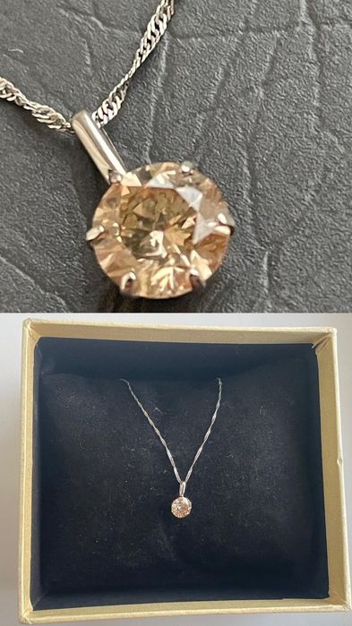 Lant din platina cu diamant natural  fancy brown