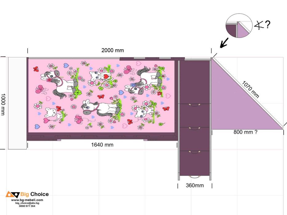 Легло замък в сиво и лилаво
