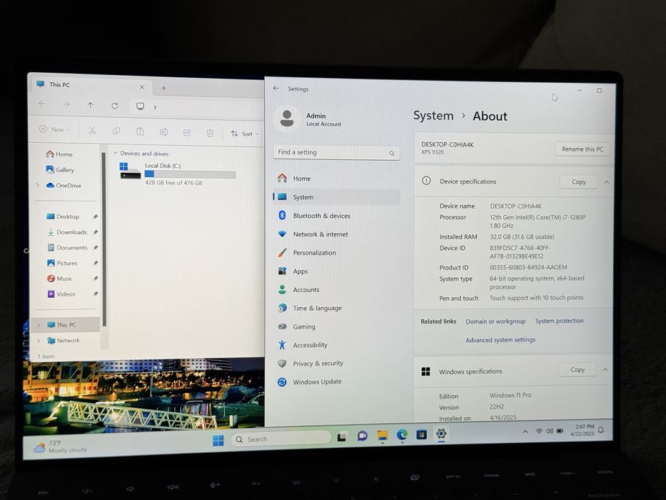 13.4’FHD+IPS Touch/i7-1280P/Dell XPS 9320/32GB LPDDR5 5200Mhz/512GB