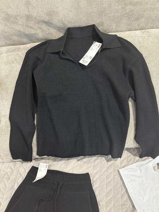 Продам новый комплект Uniqlo (Поло Брюки в рубчик) Черный цвет