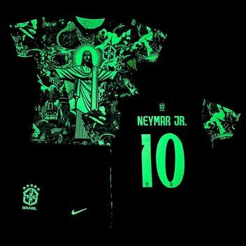 Детски флуоресцентен футболен екип на Неймар Бразилия!!!