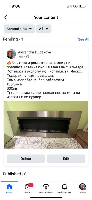 Биокамина Fria - стенна