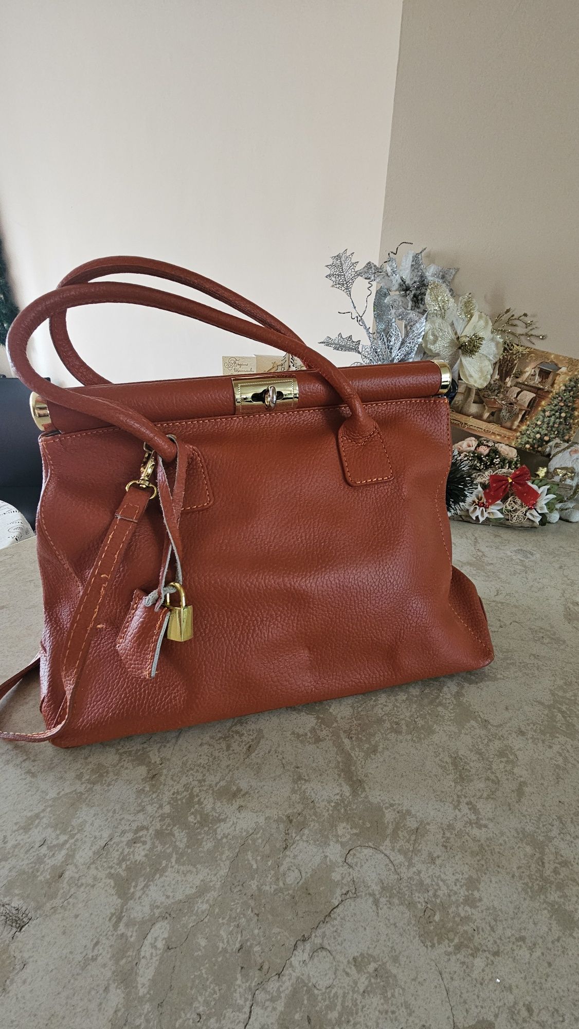 Чанта Aldo , Zara , оранжева естествена кожа , подарък Miss Sixty