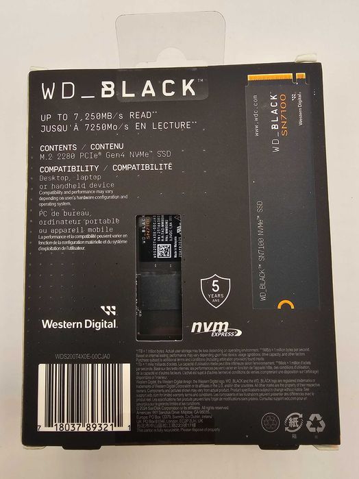 Hard WD Western Digital Black SN7100 2TB nvme ssd M.2 2280 Gen 4