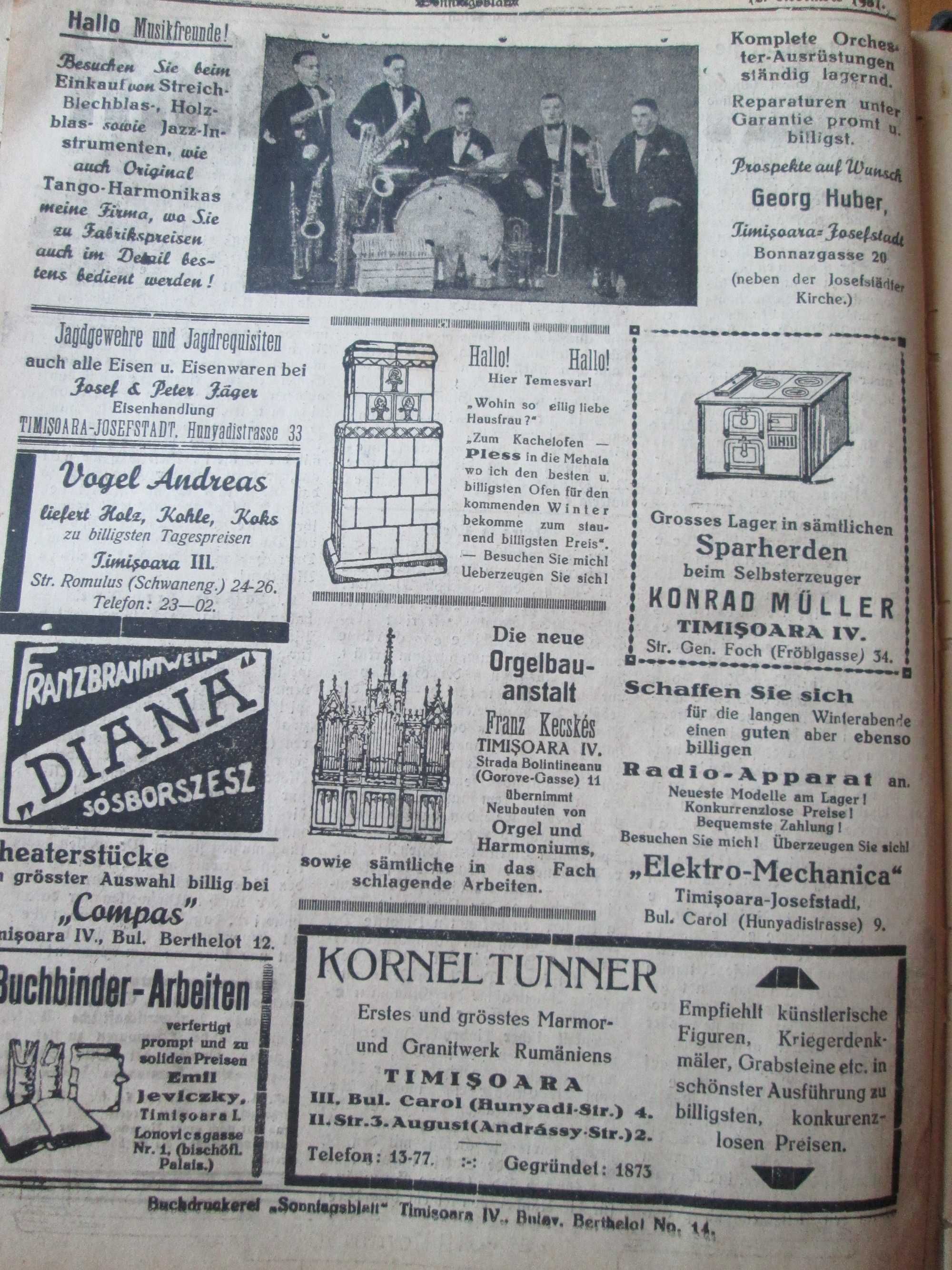 Ziare vechi, Timisoara, Temesvar: Sonntagsblatt, nr. 1-26 1939-1940