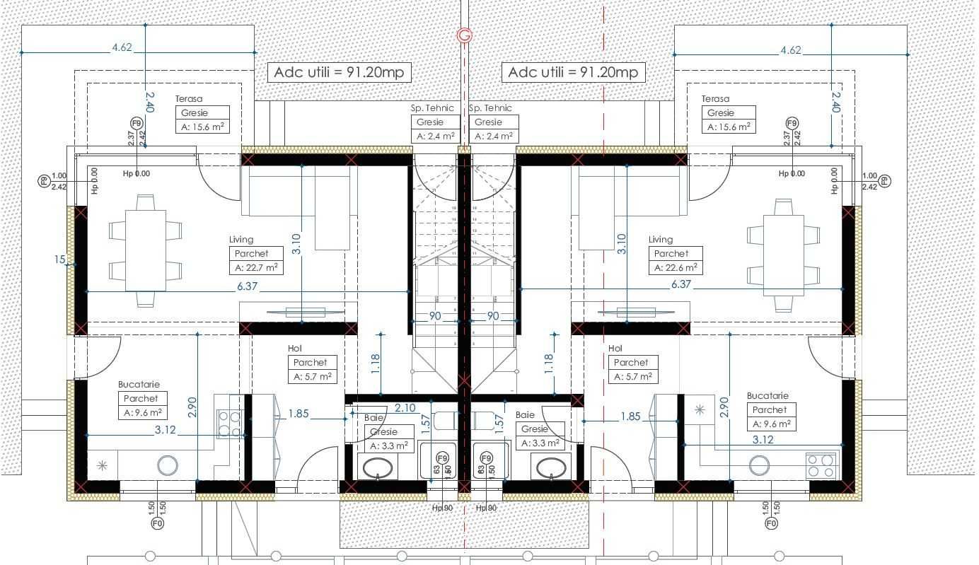 Vand teren 1358 mp intravilan + autorizatie constructie 3 duplexuri