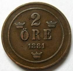 Moneda veche, vintage, Suedia 2 ORE 1881, 1892 si 1899