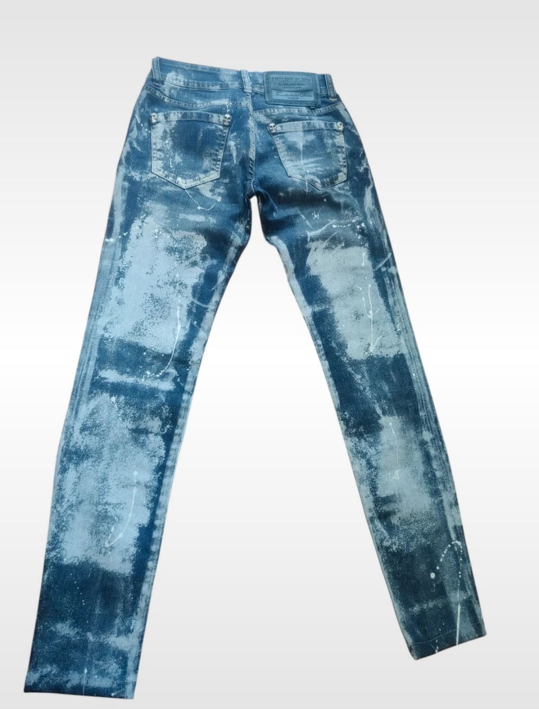 Blugi Philipp Plein slim fit mărimea 34 (XS) - Cranii & Design Distres