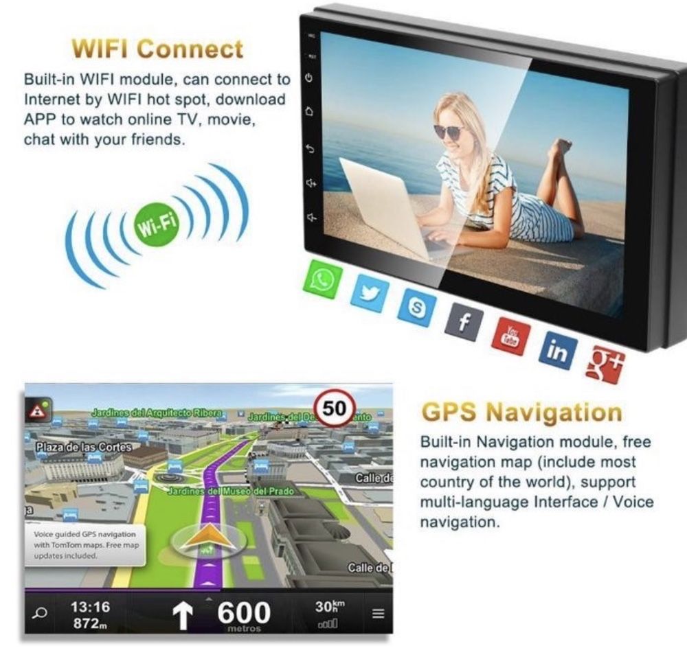 Navigatie auto 2Din 7inch universala android 10.1