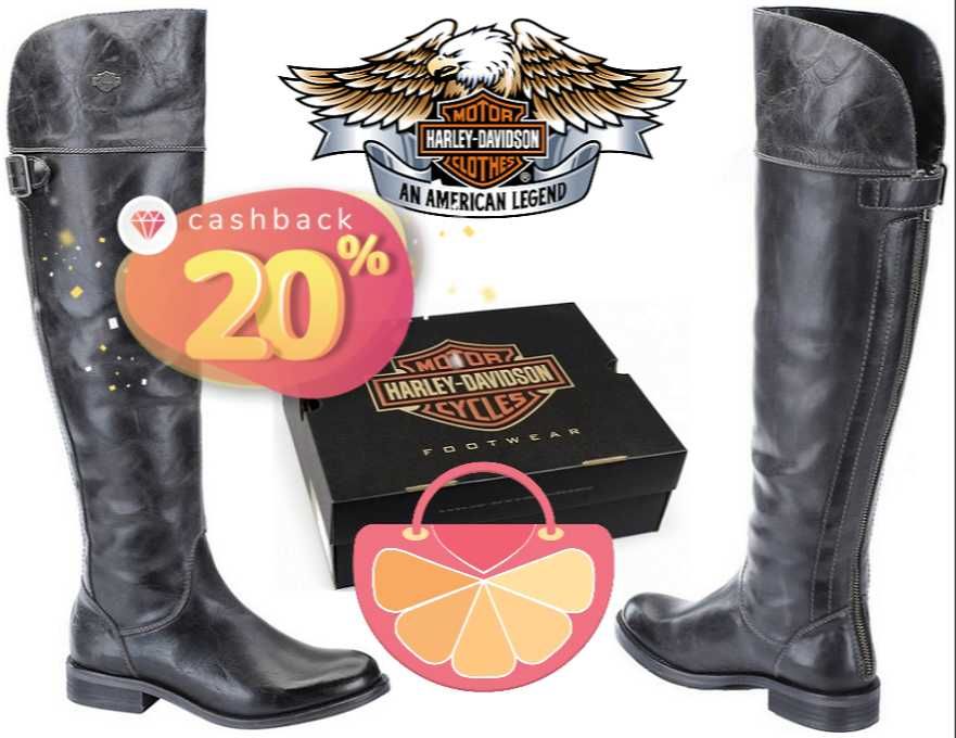 HARLEY DAVIDSON № 35/36 – Дамски ботуши от ест. кожа "KNEE BOOTS" нови