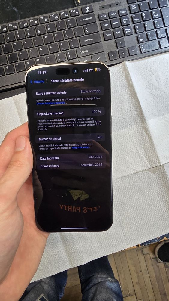 Iphone 15 Pro Max CA NOU 100% bat 90 cicluri
