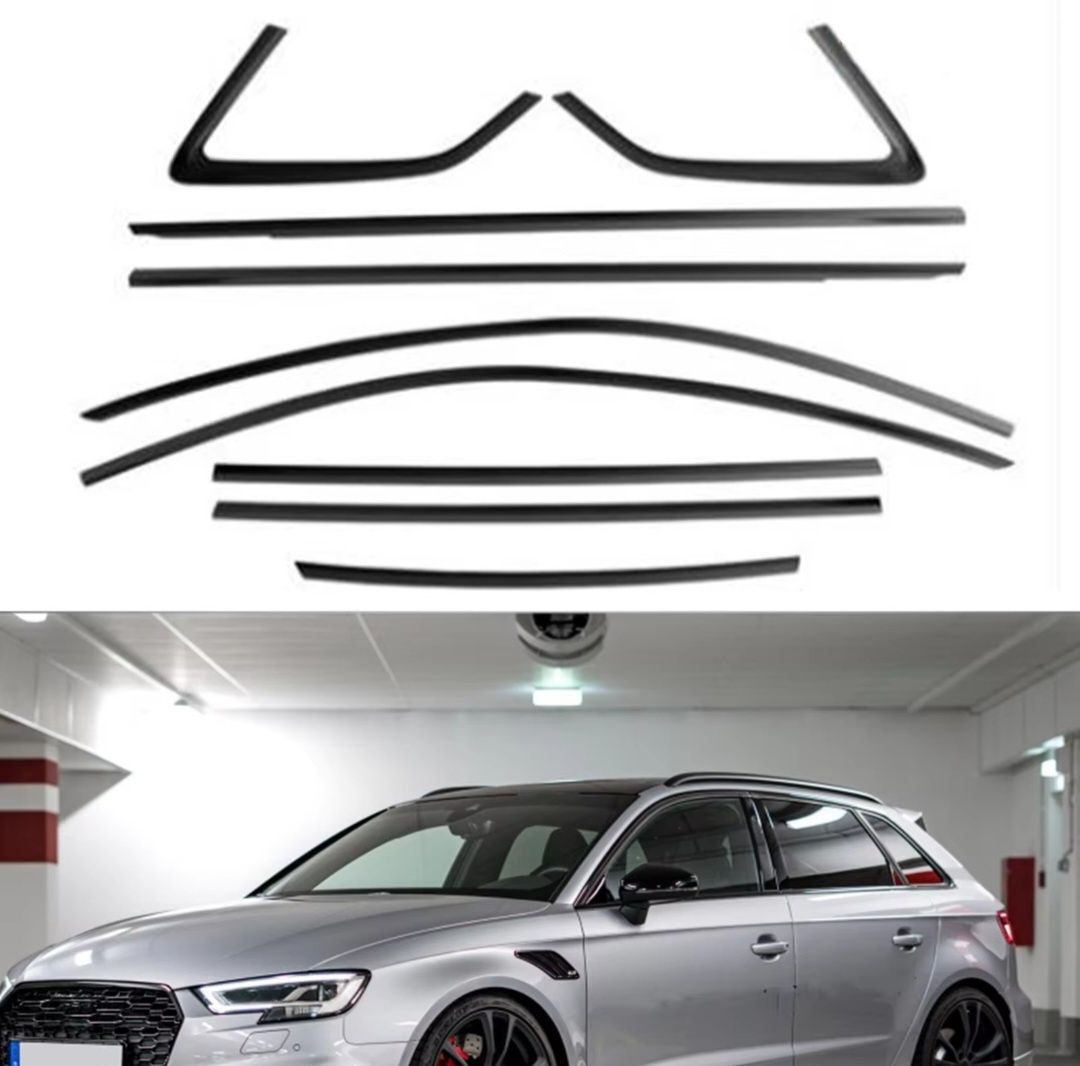 Sline черен гланц лайсни за прозорци на Audi A3 Sportback хечбек