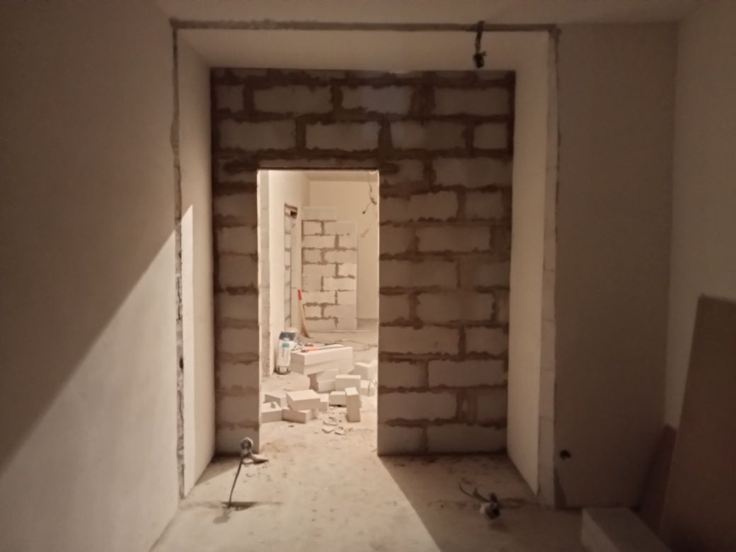Кладка газоблока стен и меж комнатных перегородок