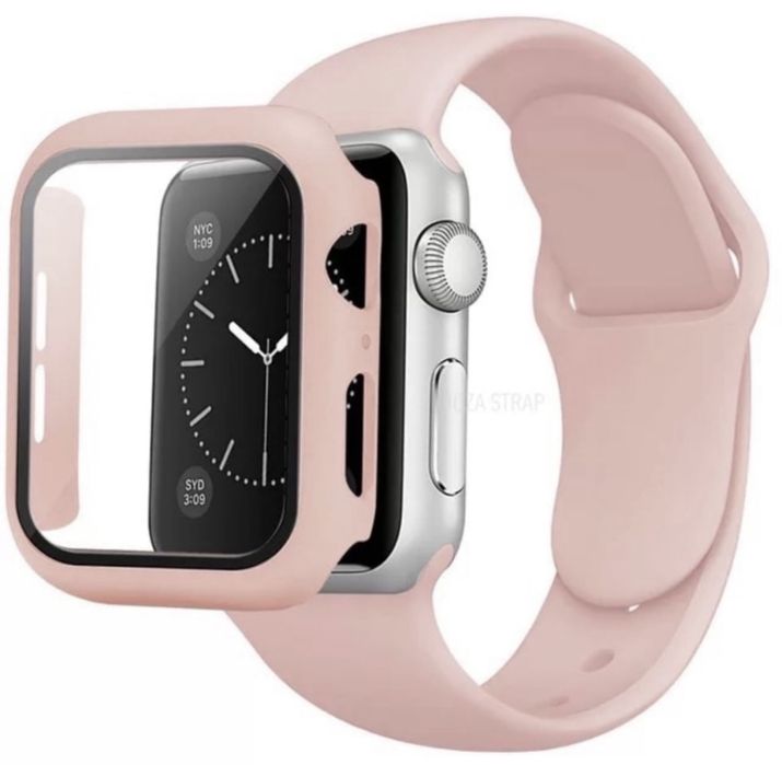 Pachet Carcasa Husa +Curea Direct Silicon Compatibila Ceas Apple Watch