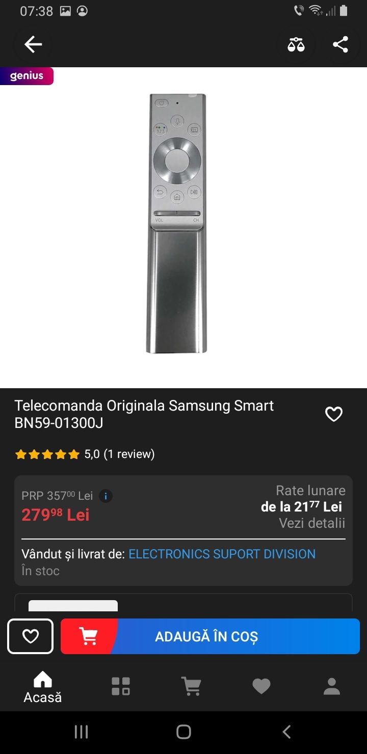 Telecomanda Originala Samsung Smart BN59-01300J compatibila cu televiz