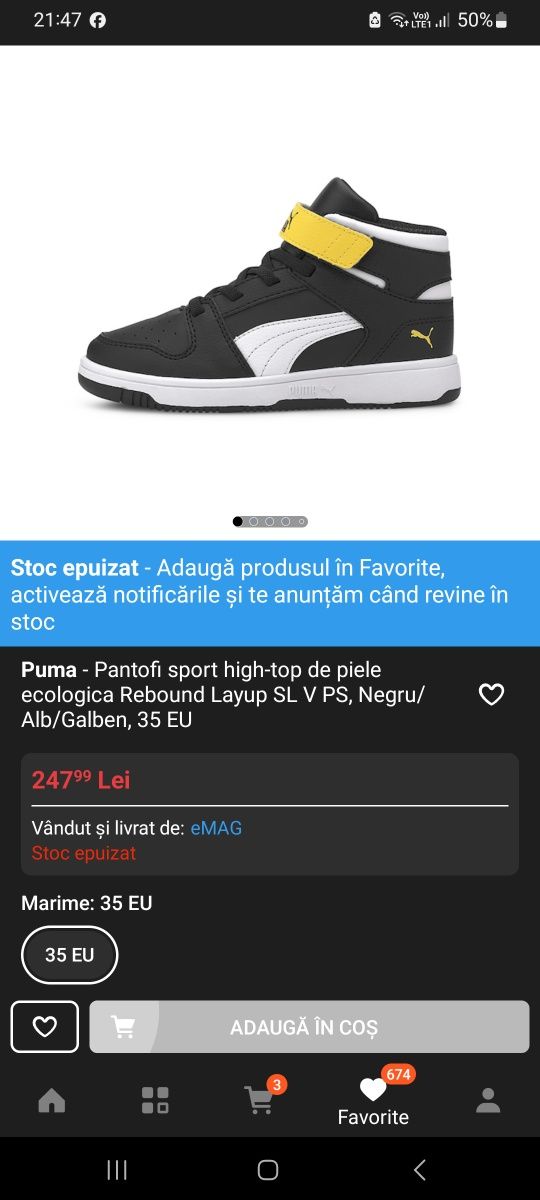 Încălțăminte Puma mărimea 34, respectiv 34.5; Ghete Quechua mărimea 34
