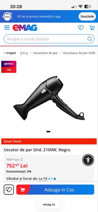 Uscator de par GHD ,2100W, Negru