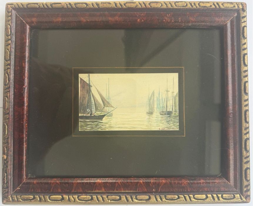 Tablou “Corăbii în lumina dimineții – Eugen Serbinov (1936)