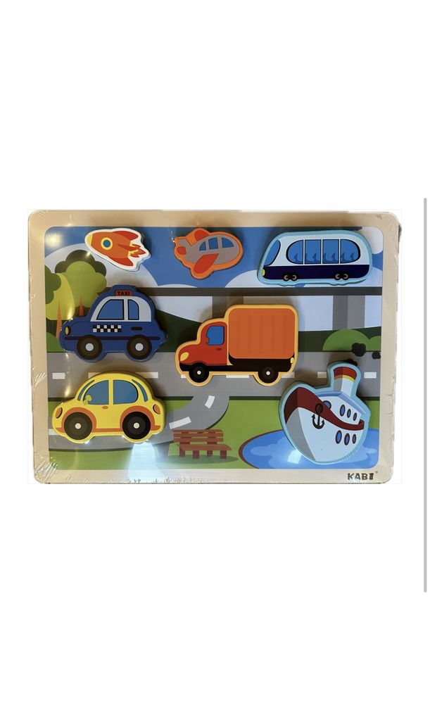 Puzzle tip Montessori educational din lemn Mijloace de transport  NOU