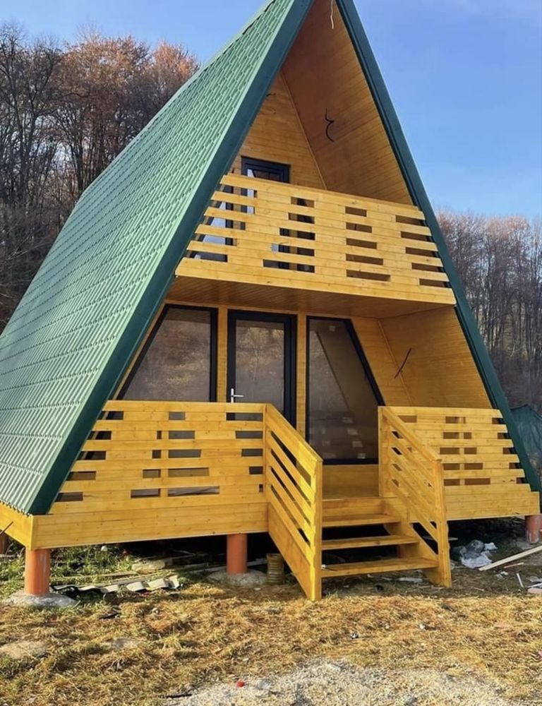 Cabane Aframe pe structura de lemn la gata sau la rosu